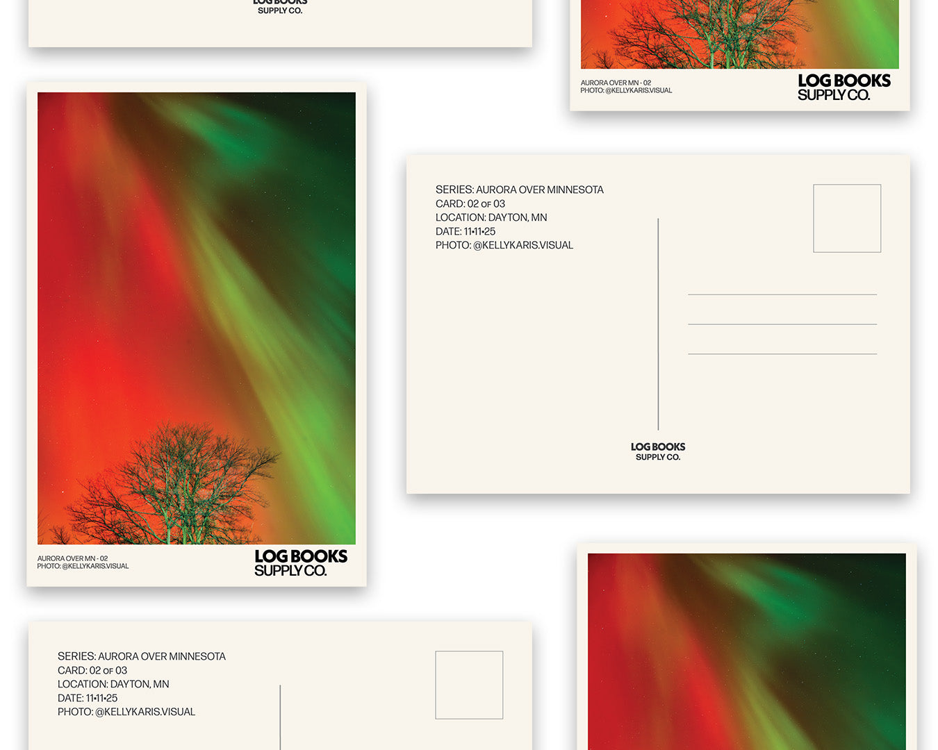 Postcard series with aurora borealis photography